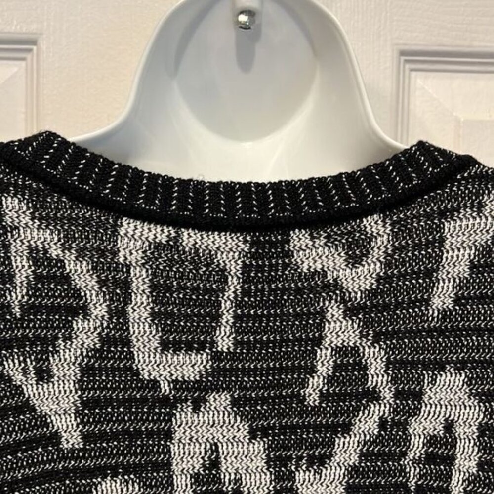 Olsen Europe Black White Patterned Cardigan Size M  10  - Picture 10 of 14